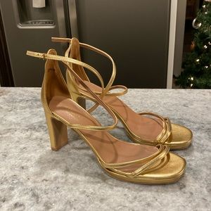 Women’s gold strap heels by Chinese laundry, size 9 1/2